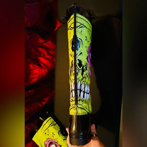 Rare Discontinued Iron Fist Zombie Rain Boots New with defects 18.5” US 10 EU 41 - Picture 10 of 16